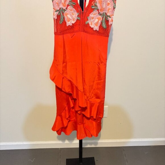 Cleobella Whispers Slip Embroidered Ruffle Midi Dress Spice Red - Picture 9 of 14